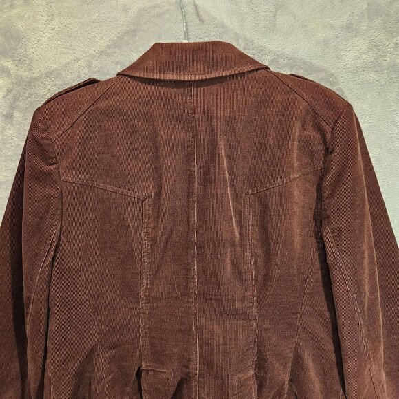 Halgen Corduroy Jacket Womens L Brown Blazer lined pockets notched shoulder tabs - Picture 8 of 16